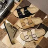 Slippers Designer Leather Sandals Plataforma Slides Bostons Cães chinelos chinelos para mulheres Buckle Mens Sandal Trainers Outdoor Arizonas Sapatos Tamanho 3544 T
