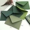 Enveloppe cadeau 10pcs / lot Green Series Enveloppe 16x12cm Small Business Supplit Card GiftBox 250g Paper Message Packaging Invitations Wedding