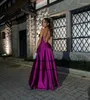 パーティードレスSodigne Purple v Neck Prom Dress Spagetti Straps Seveless Backless A Line Inveys Women Formal Gowns Fashions