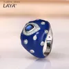 Cluster Rings Laya Blue Sapphire Ring for Mens Vintage Shiny Zircon Synthetic Crystal 925 Sterling Silver Classic Original Jewelry L240402