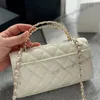 23K vrouwen merk Caviar lederen kalfsleer witte ijdelheid handbakken zakken gouden ketting crossbody portemonnee 19x10 cm grote capaciteit zakje