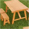 Camp Furniture Kidkraft Wooden Outdoor Picnic Table avec trois bancs Patio Amber pour 3 ans Drop Livraison Sports à l'extérieur Camping Hi Otnmi