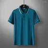 Men's Polos Stylish Turn-down Collar Button Polo Shirts Clothing Short Sleeve Summer Business Casual Solid Color All-match T-shirts