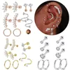 Brincos de argolas de zircão brilhante TRAGUS Piercing Stud Breating Conjunto Huggie for Women Lobo Jewelry Cartilagem Hoops Circle Earinging