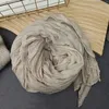 Scarves Solid Color Cotton Linen Scarf Retro Autumn Winter Pleated Green Thin Long Strip Shawl Men And Women's Warm Silk