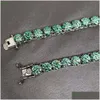 Colares pendentes Gra Moissanite Diamond Tennis Chain Wide 8mm Corte redondo verde azul 925 Sier Hip Hop Drop Deliver
