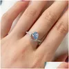 Anneaux de mariage Fashion 8a Zirconia Water Drop S925 Sterling Sier Ring Designer pour femme rose Blue Love Engagement Gold Diamond Luxur Dhqms
