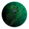 Wandklokken Green Peacock Feathers 3D Clock Modern Design boerderij decor keuken vintage PVC ronde woonkamer decoratie