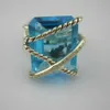 Anéis de banda 925 jóias prateadas 20x15mm Topázio azul anel de embalagem Jóias de pedras preciosas Pure Silver Rose Quartz preto ágata anel