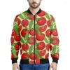 Herenjacks schattige tomaat 3D -geprinte ritssluiting voor mannen vrouwen lente herfst sweatshirt casual losse jas lange mouw zip omhoog bomberjack