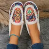 Scarpe casual Mocassini di tela foderati con tosatura calda Donna Scarpe da ginnastica piatte in peluche invernale da donna Mocassino peloso slip-on con stampa colorata