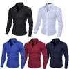 Mens Luxury Casual Formal Shirt Long Sleeve Slim Fit Business Dress Shirts Tops Y240322