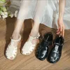 Zomer vrouw rond teen meisje fetisjontwerper zwarte flats luxe boot sandalen kawaii ita elegante blote voeten feestschoenen 240321