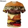 T-shirt maschile nuove magliette da uomo 2023 Maglietta da stampa 3D Hamburger Fritta Fritta Donut Egg Funge Food T-Shirt Summer Leisure 2443