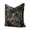 Pillow Chinese Style Classical Bamboo Jacquard Cover Decorative Luxury Black Gold Art Room Sofa Chair Coussin