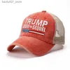 Caps de bola Donald Trump 2024 Baseball Cap de retalhos lavados esportes ao ar livre de angustiado bordados supera a sequência Mesh Hats DD200Q240403