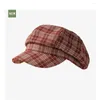 Bérets chapeaux octogonaux pour les femmes Plaid d'automne d'hiver Cap Vintage Beret Casual Simple Painter Femme