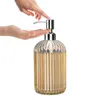 Dispensateur de savon liquide Organisateur de salle de bain claire grande bouteille en verre manuel de 18 oz