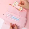 Taschen große Kapazität Bleistiftkoffer Kawaii Leinwand drei Schicht Stiftbürsten Beutel Bleistift Tasche Portable Box Geschenke Lieferungen Schulschreibab