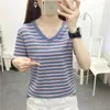 Женские футболки с тфульесом толстые девушки свободно полосатая футболка 4xl 5xl хлопковая футболка с короткими рукавами.