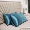 Pillows 2Pcs Silk Pillowcase Childrens Winter Antistatic Soft Pillow Protective Case Home Solid Color Antidirty Bedding 240325 Drop De Otzdp