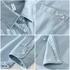 Camicie casual maschile 2024 Spring in Man Japaneses a maniche lunghe tops camicia in denim azzurra sciolta semplice ropa de hombre