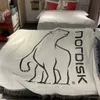 Nordisk cobertor acampamento ao ar livre piquenique lance cobertores de urso branco para camas decorações para casa com borla sofá cove têxtil 240326