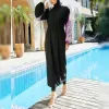 set Burkini Femme Muslim Swimwear Women 2022 Long Sleeve Swimsuit Islamic Swimming Suit Modest Robes Plain Swimwear with Hijab Wear