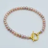 High-grade natural 5-6mm purple pink simplicity gentle freshwater pearl bracelet long 18.5cm