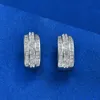 Fine Jewelry 925 Sterling Silver Shiny Cubic Zirconia Diamond Huggie Hoop Earrings