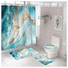 Rideaux de douche Set Set Salle Bathroom Decor Accessoires 4 pièces modernes 3D Print avec tapis antidérapant Soft