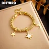 أساور سحر Dieyuro 316L Stefless Steel Stars Bracelet for Women Girl Fashion Gold Gold Jewelry Gift Party Pulseras