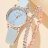 Montre-bracelets Luxury Fashion Femmes Watch Set Colorful Pu Leather Strap Ladies Quartz Bracelet en alliage de bracelet pour cadeau