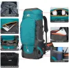 Sacs 65L Backpack de randonnée résistant à l'eau avec couverture de pluie Couvre extérieure Sport Voyage Day Pack pour le camping Touring Climbing