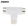 Anpwoo 2 Way TV T Splitter Aerial Koaxial Kabel männlich an 2x weibliche Stecker Adapter2 Way Koaxial Adapter2 Way Coaxial Adapter