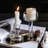 Kandelhouders Noordse transparante kristal lange glazen houder romantische bruiloft centerpieces voor tafel kaarslicht diner po rekwisieten