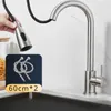 Robinets de cuisine Trou à trou de lavabo de lavabo Tapage 2 Fonction Stream Stream Pulporter Faucet en acier inoxydable Rotation des robinets d'eau froide