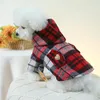 Dog Apparel Pet Clothes Autumn And Winter Warm Cat Two Feet Handsome Gray Red Checked Small Medium-sized Windbreaker