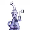 Dark green heady glass dab rigs hookah blue purple recycler oil rig smoking bong 8inch bubbler dry herb Burner Pipe 14mm banger