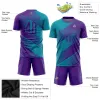 Aangepaste blauwgroen paarse sublimatie voetbal uniform trui