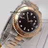 40mm Watch Rose Gold Plated Genuine 8215 Movement Mens Black Dial Sapphire Glass Date 904l Steel Bracelet Luxury Designer