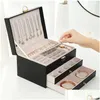 Jewelry Boxes We Box With Watch Pillow 3-Layer Large Capacity Casket Organizer Earring Holder Storage Drop Delivery Dhmfc