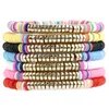 Beaded 6Mm Strands Surfer Heishi Bracelets Stackable Colorf Stretch Gold Bangle Elastic Bohemia Summer Beach Jewelry Gifts For Women Dhv2B