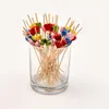 Fourks 100pcs 9cm Couchette de dents en bois coloré la brochette de cocktail coloré cueille de collation de fruits