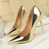 Dress Shoes Fashion Spring Autumn Women High Heels Slip On Patent Leather 7.5CM Thin Mature Modern Middle H240403AFKL