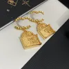 Real Gold Compated Designers Brand Earrings Letter Ear Stud oorbellen Messing Copper Stamp Geometrische oorbel voor trouwfeestje Joodse accessoires