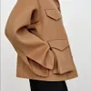 GAODING TOTEEME Cashmere Wool Suit jas Pocket 24 herfst/winter dames woon -werkverkeer retro kameel bont