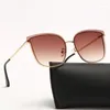 Solglasögon mode överdimensionerade kantlösa design kvinnor metall solglasögon uv400 nyanser glasögon