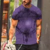 2024 Summer New 3D impresso Camiseta casual de mangas curtas no pescoço para homens