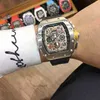 럭셔리 남성 역학 시계 Richa M Wristwatch 레저 남성 투명한 쉘 자동 기계식 시계 성격 전 중공 크리스탈 NU4P